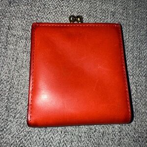 Orange red full grain hide Bosca Wallet with coin purse